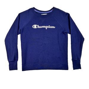 Champion Athleticwear Sweatshirt Mens Small Blue Crew Neck Pullover Spellout